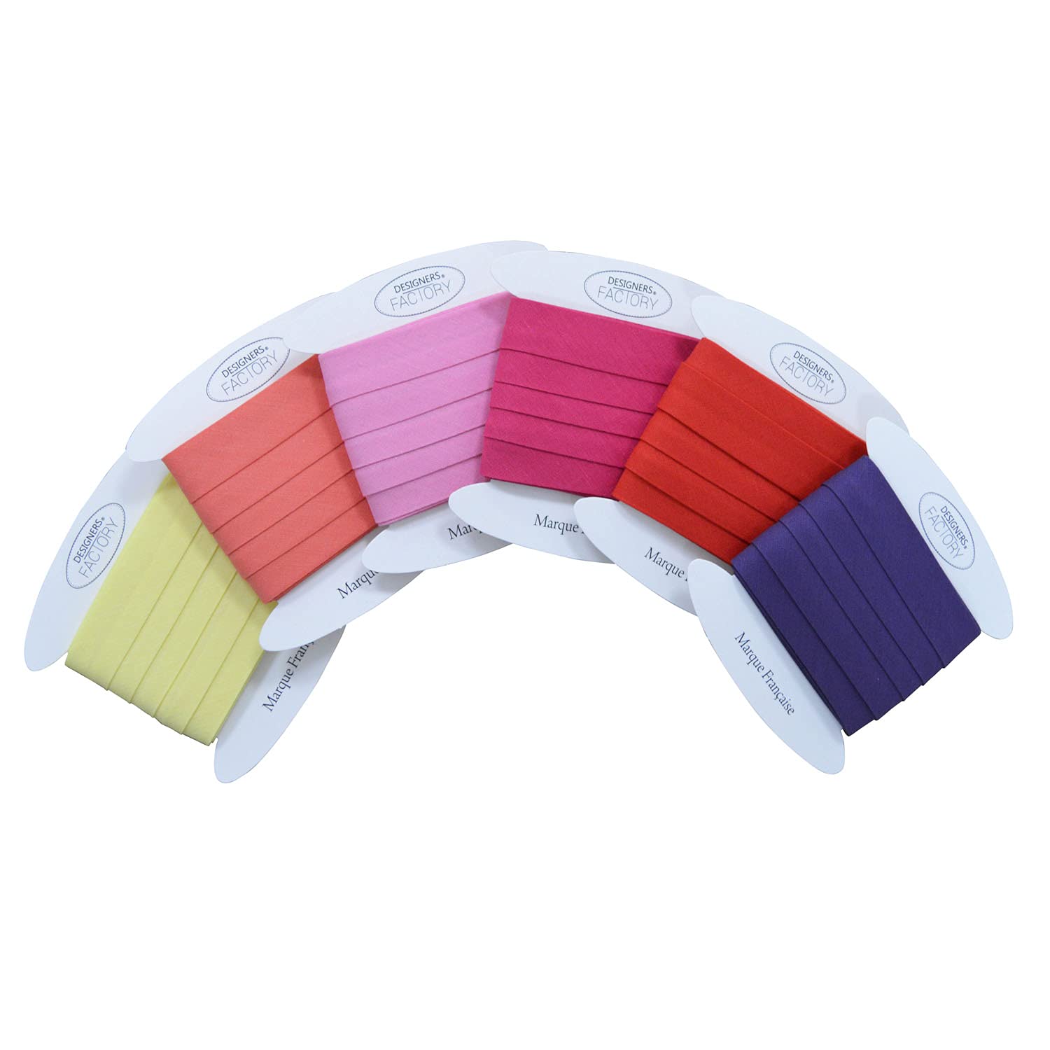 Pack of 6 Cotton Bias Binding - Colour: Yellow, Coral, Intense Pink, Fuchsia, Red and Purple - Easy to Sew and Ideal for Enhancing Your Creations (Pack of 6 Bias Binding (5 Metres Each), Pack B)