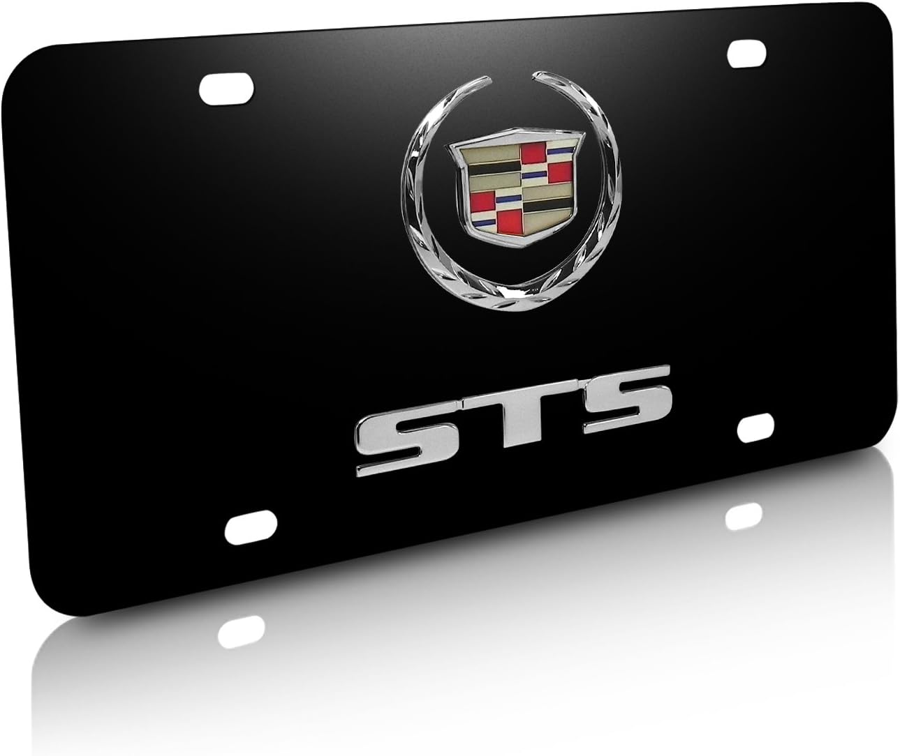 GM Cadillac STS Black Stainless Steel License Plate Automotive