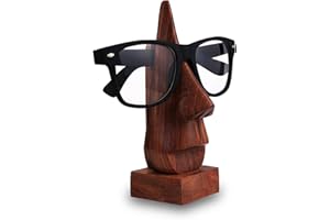 KHANDEKAR (WITH DEVICE OF K) Khandekar Nose Shaped Wooden Spectacle Holder, Eyeglass Stand, Eyewear Holder, Handmade Display Optical Glasses Accessories - Brown, 6 inch (15 cm)