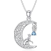 LELOUCHY Sterling Silver March Birthstone Cat Necklace for Women Cat Jewelry For Birthday Christmas Mother's Day Gift