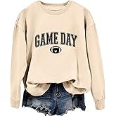 TIZOIAQ Game Day Sweatshirt Women Football Sweatshirt Football Graphic Pullover Casual Crewneck Long Sleeve Game Day Fan Tops