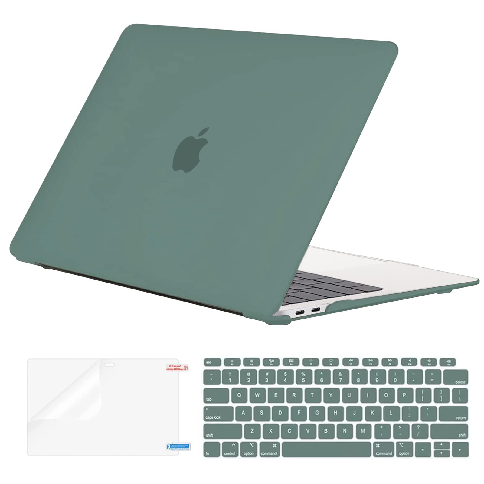 Photo 1 of **MINOR DAMAGE**
EooCoo Hard Case Compatible with MacBook Air 13.3 inch M1 Chip 2021-2018 with Retina Display, Air 13.3 inch Plastic Protective Case, Transparant Keyboard Cover + Screen Protector, Matte Midnight Green