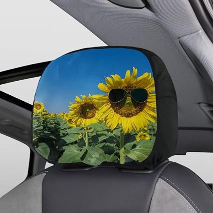 Amazon.com: Headrest Cover for Car Seat Sunflower Wearing Sunglasses