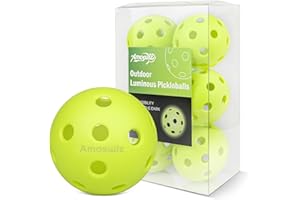 Amoswiz Indoor Pickleball Balls, 6 Pack of 26 Holes Pickleballs, Indoor Pickleballs Set, High Visibility Durable Pickle Balls for Training and Tournament