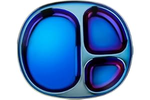 Ahimsa Stainless Steel Kids Plates | Pediatrician Designed, Balanced Bites Divided Plates for Kids & Toddlers | Lunch Plates | 100% BPA Free & Dishwasher Safe | Pack of 1 (Iridescent Blue)