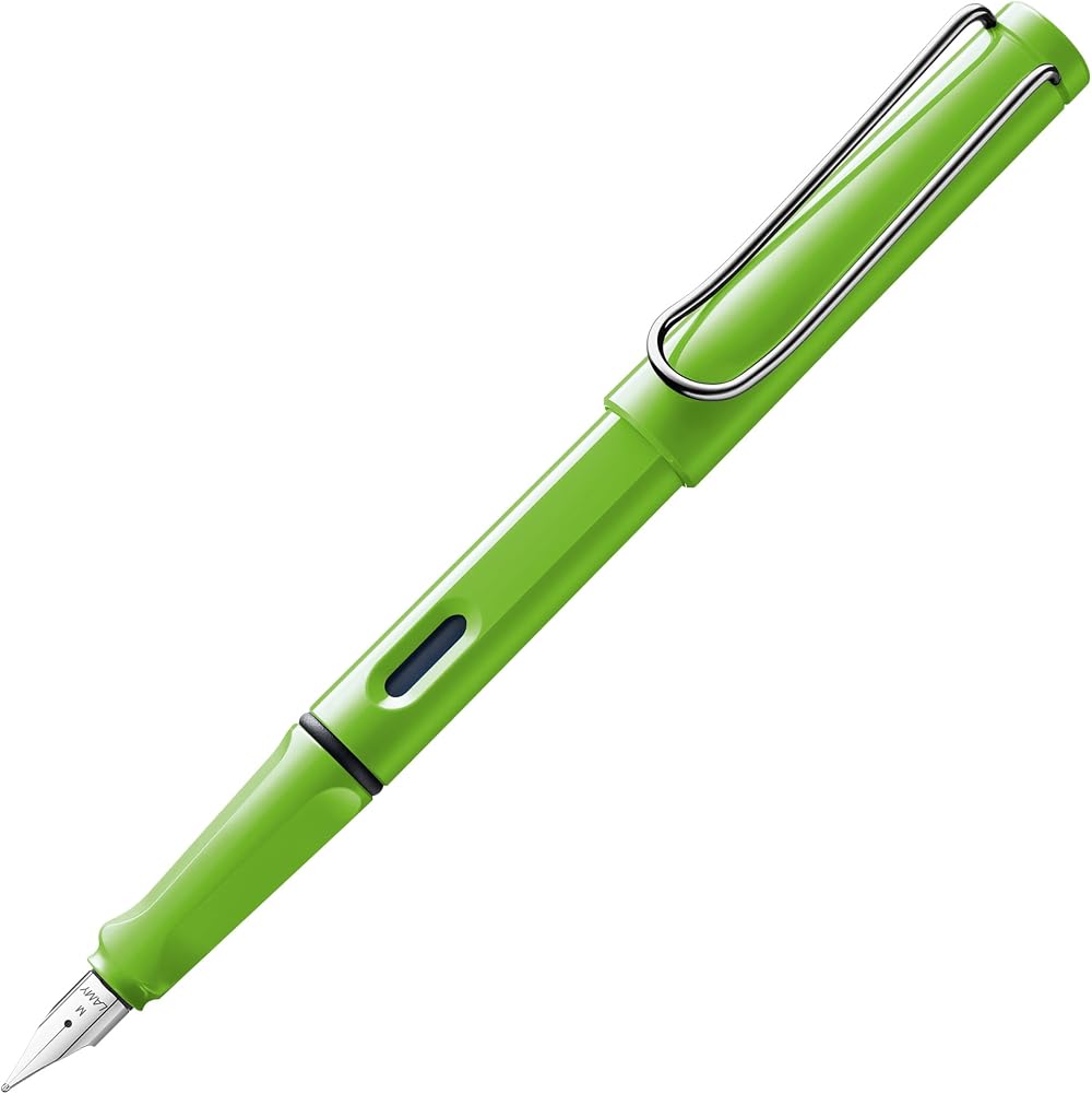 LAMY safari green Fountain Pen F nib Ergonomic Grip Blue Cartridge Included