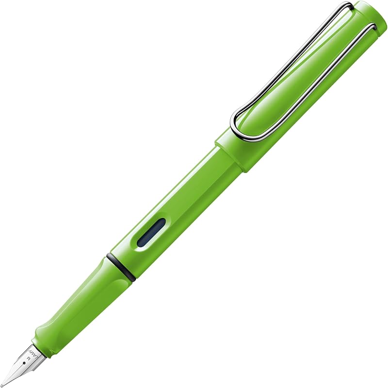 LAMY safari green Fountain Pen F nib Ergonomic Grip Blue Cartridge Included