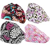 kilofly 4pc Women's Adjustable Scrub Cap Sweatband Bouffant Hats Value Set