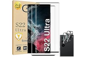 Micger Galaxy S22 Ultra Screen Protector, Tempered Glass Screen Protector【2+2 Pack】2 Pack Tempered Glass Camera Lens Protector, 9H Hardness Tempered Glass Screen Protector for Samsung Galaxy S22 Ultra