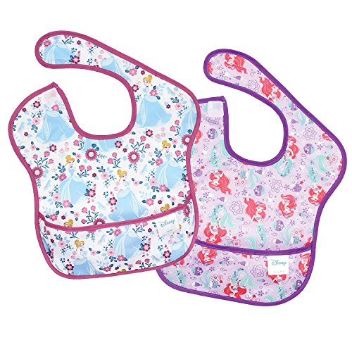 Bumkins Disney Cinderella Ariel SuperBib, Baby Bib, Waterproof, Washable, Stain and Odor Resistant, 6-24 Months (Pack of 2)