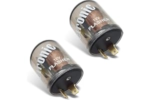 Flygun 2 Pack 12V 2-pin Electronic Relay, Turn Signal Flasher Plug, Three Prong Round Socket Kit, Incandescent Bulbs Fast Flash Universal for Most Car Models (Transparent #2)