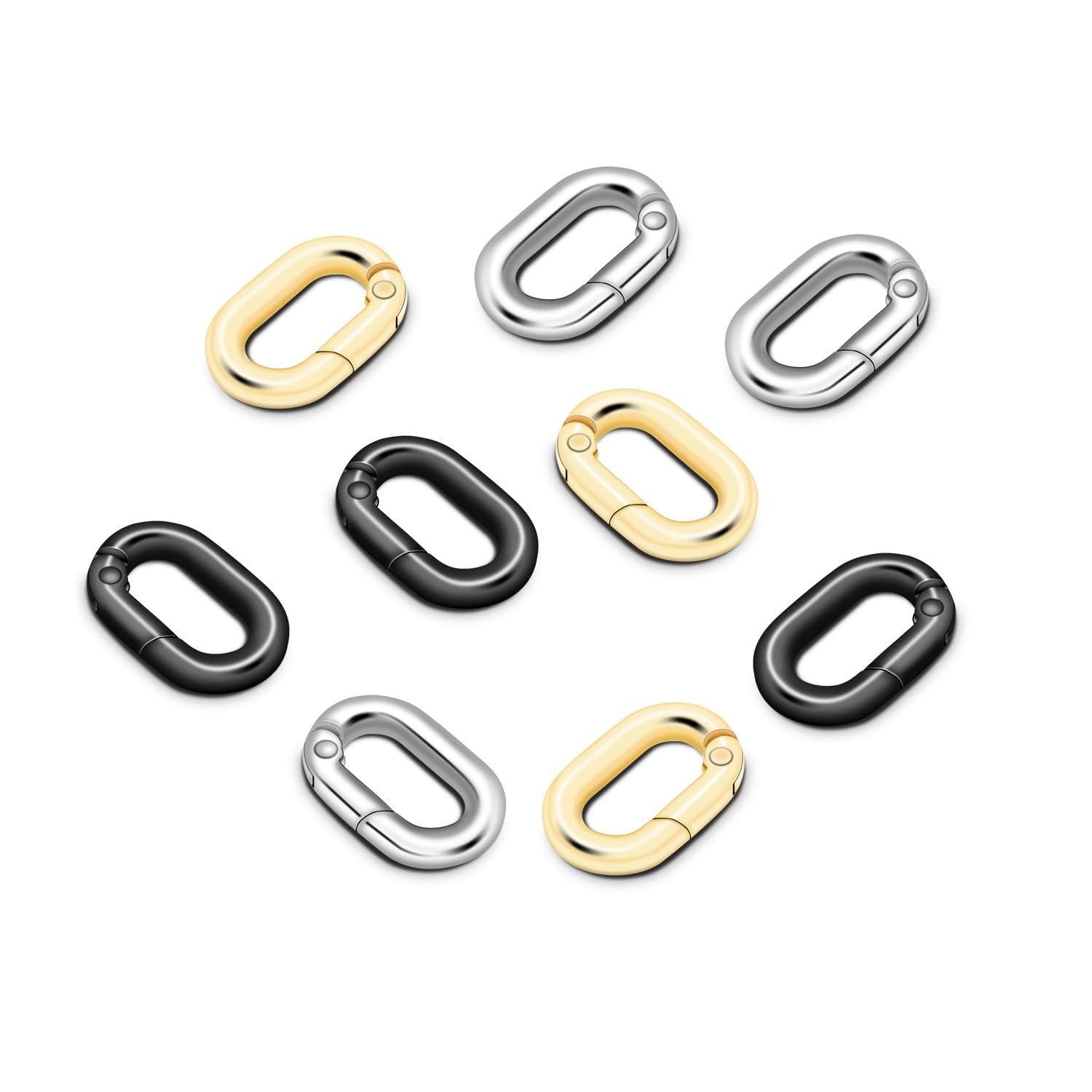 12Pack 5/8 Inch Small Oval Keyring, Metal Tiny Carabiner Spring Snap ...