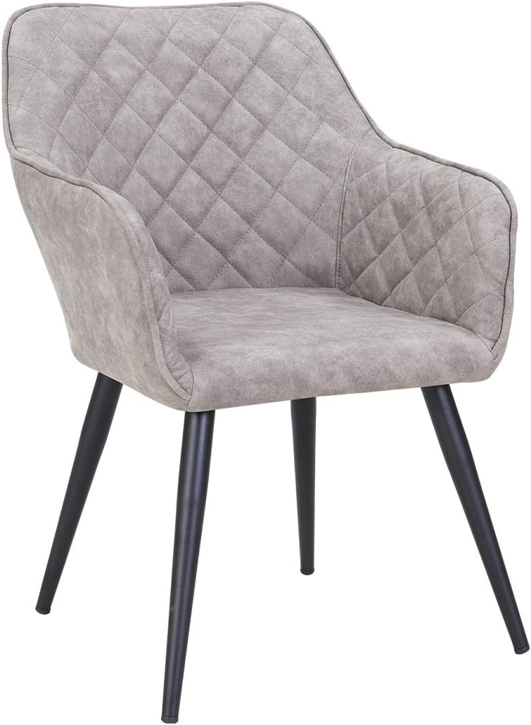 Duhome Esszimmerstuhl aus Stoff Lederoptik Hell Grau Marmor Stein