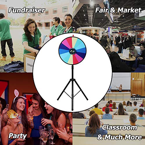 image for ROVSUN 24'' Spinning Prize Wheel w/Iron Folding Tripod Floor Stand,14 