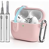 Woyinger for AirPods 4 Case Cover with Cleaner Kit, Soft Silicone Cover for AirPods 4 Comes with Magnetic Lid Lock & Keychain-Solid for Women/Men,Pink