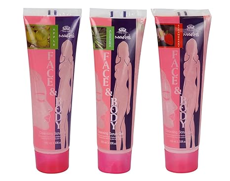 CYBERCITY MARKETING Face and Body Cleansing Scrub Gel Apple, Aloevera, Strawberry (Pack of 3)