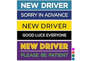 Rio Salto 3-Pack Large Reflective New Driver Car Magnet Please Be Patient Magnet Permit Student Driver Magnets Sticker Cool Prank Rookie Funny Magnetic Accessories Bumper Blue I'm New at This, Magnet