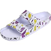 VICT POPU Womens Sandals Adjustable Double Buckle Strap Waterproof EVA Flat Slides