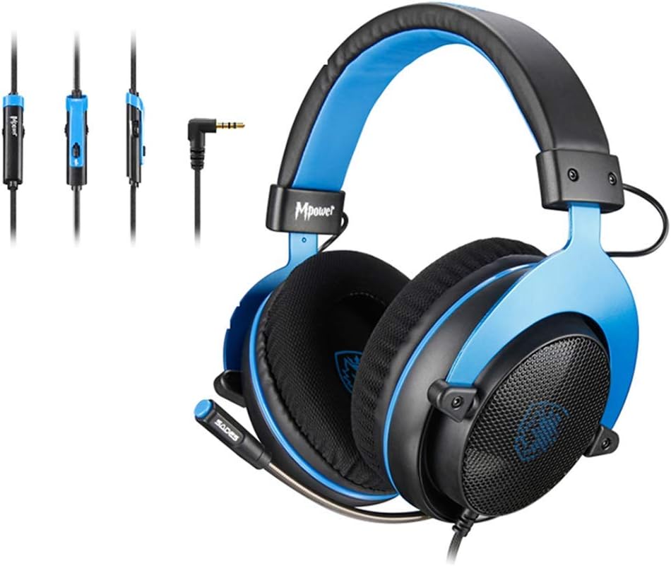 [Upgraded Version] SADES MPOWER Stereo Gaming Headset for Xbox One, Noise Cancelling Over Ear Headphones with Retractable and Flexible Mic & Soft Memory Earmuffs for Laptop Nintendo Switch Games