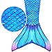 Play Tailor Mermaid Tail Swimmable Costume Swimsuit for Girls Swimming, No Monofin, Child-8, Green Cyan Blue