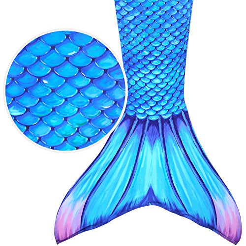 Blue Monofin Adjustable Mermaid Tails Swim Fins with 3 Color for