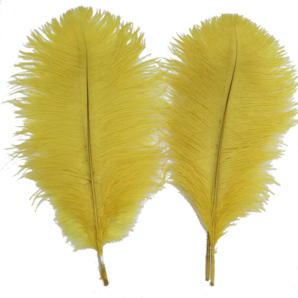 Sowder 5pcs Ostrich Feathers 16-18inch(40-45cm) for Home Wedding Decoration(yellow)