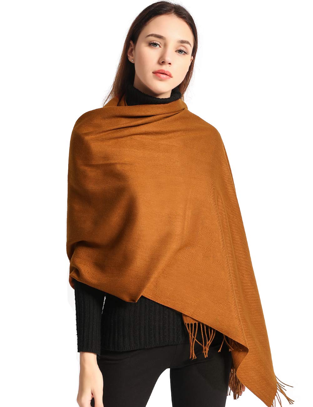 EASE LEAP Pashmina Shawl Women Winter Scarf Warm Wrap Wedding Men Ladies Scarves 200 * 70cm (Caramel)