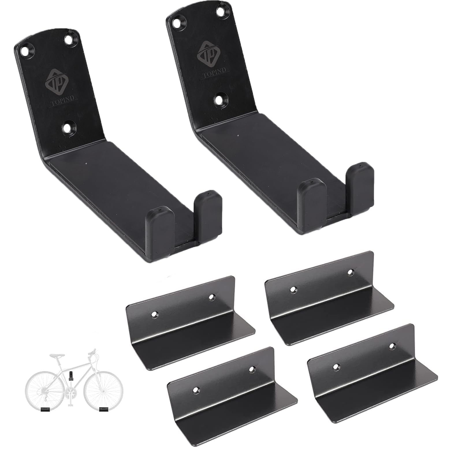 TOPIND Bike Rack Wall Mount, Mount Bike Rack for Garage, Bike Storage Hanger Bicycle, Vertical Heavy Duty Bike Hooks with Rubber Pad for Wall (2pcs)