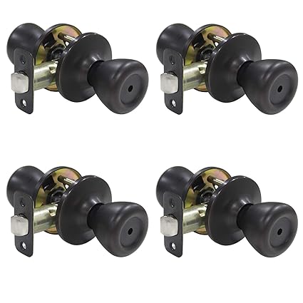 Probrico Tulip Interior Door Knobs Privacy Door Locks Bathroom Bedroom Keyless Lockset Oil Rubbed Bronze 4 Pack