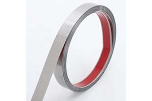 Coengwui Peel and Stick Metal Molding Trim, Self-Adhesive Stainless Steel for Wall, Fireplace, Mirror Edging and Craft Decoration (Brushed Silver, 20ft x 0.6in)