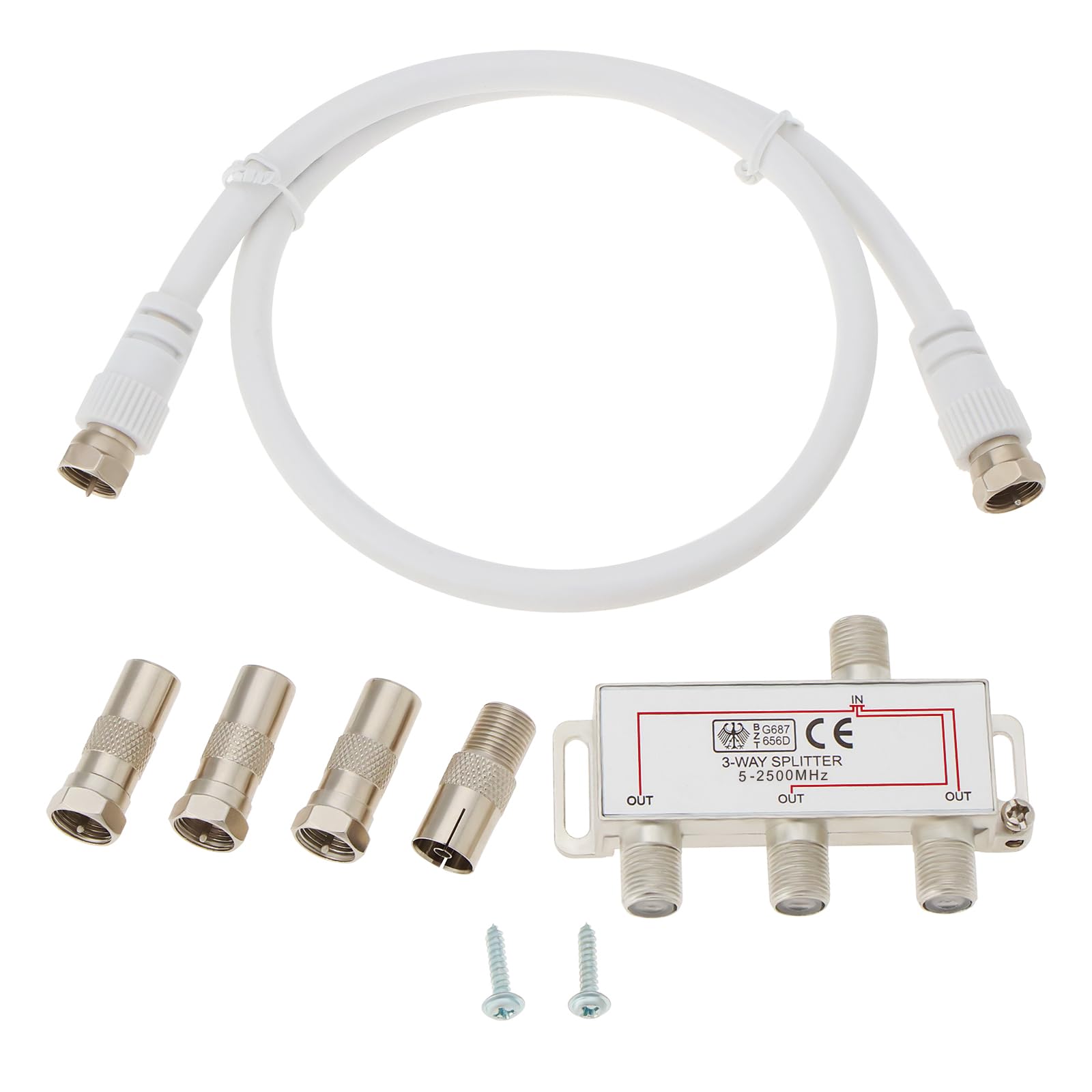 SG Store 1 Set 3 Way Antenna Distributor Set TV Splitter Cable Coaxial Cable Splitter for TV DVB-T2 DVBC F Socket Doaxial Box Television CATV Satellites