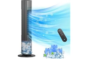 BEBEGINE Windowless Portable Air Conditioner Ac Units with Remote, Evaporative Air Tower Cooling Fan, Small Indoor Outdoor Oscillating Swamp Cooler for Room Office Kitchen,7H Timer, Black