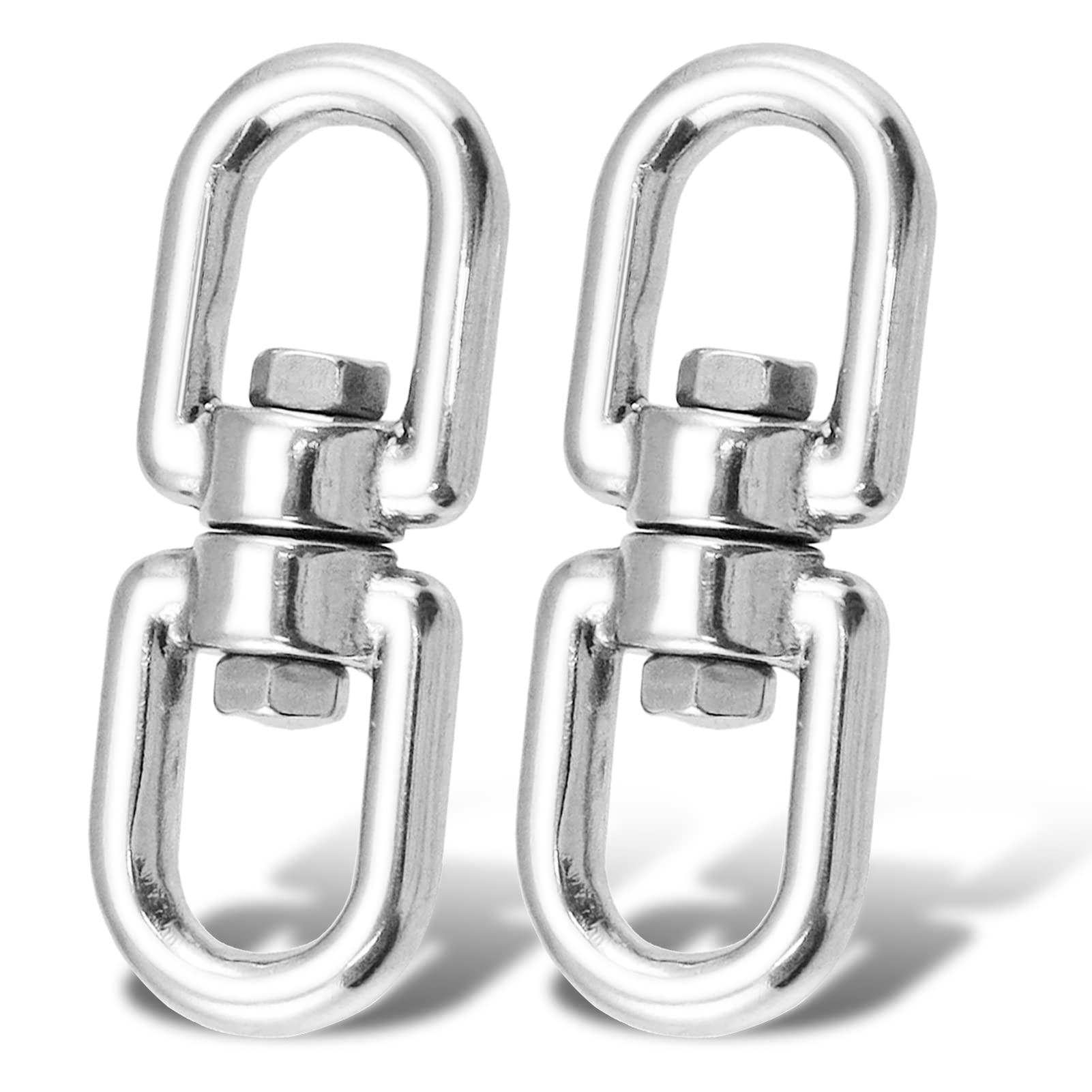 9Tong Heavy Stainless Swivel Eye Ring Steel Hanging Swivels Eye Hook Double Ended Swivel Eye Hook Connector Loop Diameter 10mm 500kg 2pcs