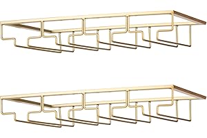 Wine Glass Rack - Under Cabinet Stemware Wine Glass Holder Glasses Storage Hanger 2 Pack Metal Organizer for Bar Kitchen 4 Ro