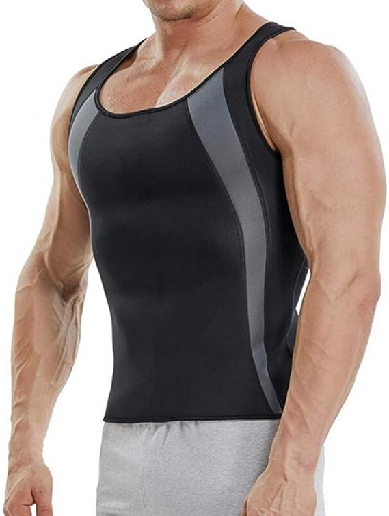 Athletic Men Compression Shirt Slimming Tank Tops Waist Trainer Workout Shirt Neoprene Sauna