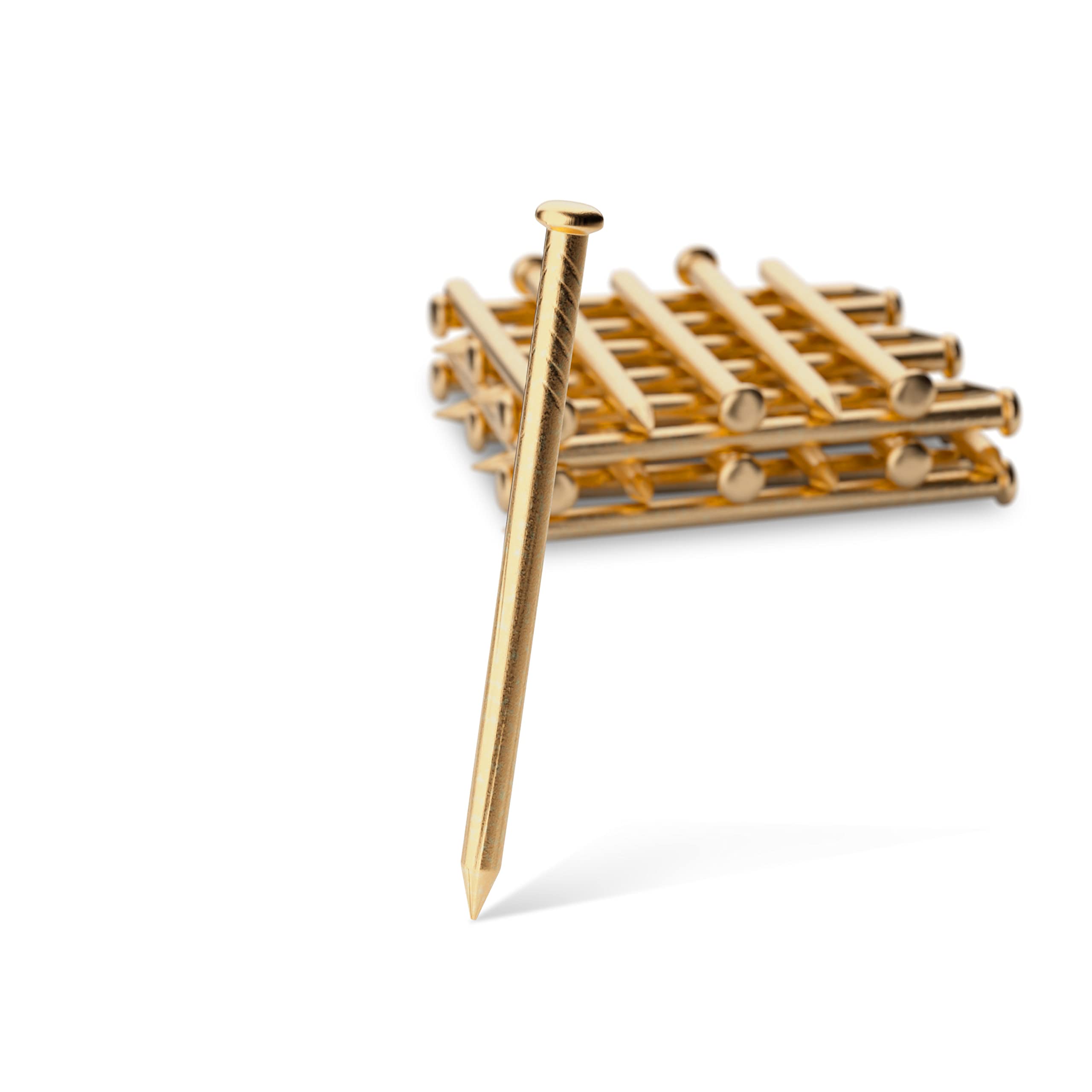 100x Brass Wall Pins 25mm Panel Wire Hanging Photos/Art/Picture Frames Gold Nail