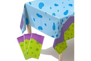 3PCS Monster Birthday Party Supplies Purple Green Tablecloth 54 x 108 Inch Plastic Table Covers Monster Theme Disposable Rect