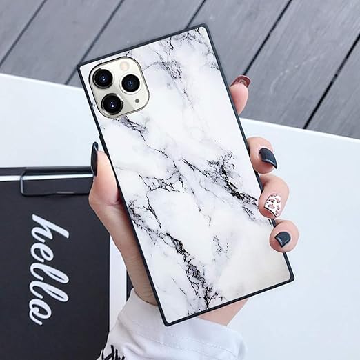 Amazon Com Luvi For Iphone 11 Pro Max Square Marble Case Luxury Elegant Soft Tpu Protective Cover Glossy Cute Marble Stone Shockproof Square Case For Iphone 11 Pro Max White