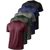 5 Pack Men’s Athletic Active Quick Dry Crew Neck T Shirts Running Gym Workout Short Sleeve Tee Tops