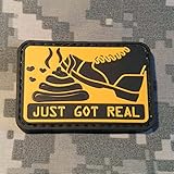 Shit Just Got Real PVC Rubber Morale Patch by NEO Tactical Gear Morale Patch (Black and Yellow)