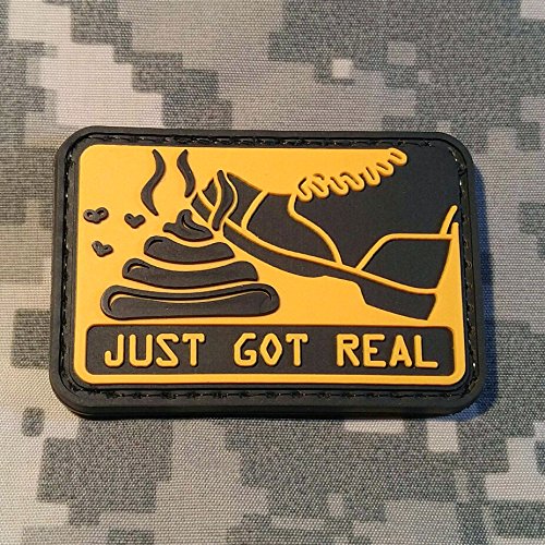 Shit Just Got Real PVC Rubber Morale Patch by NEO Tactical Gear Morale Patch (Black and Yellow)