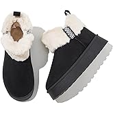 HYPOCRUTE Womens Winter Boots Fur Snow Boots Ankle Booties Fuzzy Warm Platform Short Boots for Women Slip on Boots