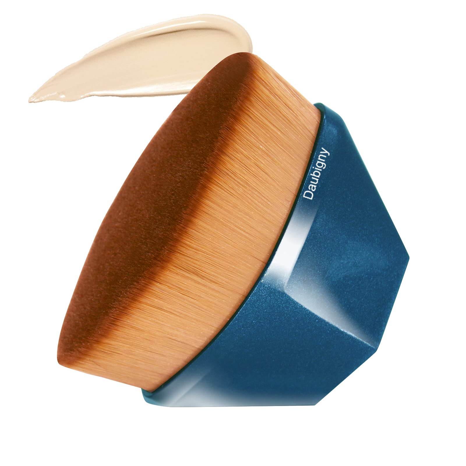 Foundation Makeup Brush Flat Top Kabuki Hexagon Face Blush Liquid Powder Foundation Brush for Blending Liquid, Cream or Flawless Powder Cosmetics with Bonus Protective Case (Light Pink), foundation-pink