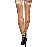 sofsy Silky 20 Denier Back Seam Thigh High Stockings for Women - Double-Silicone Stay-Up & Vintage Cuban Heel Design