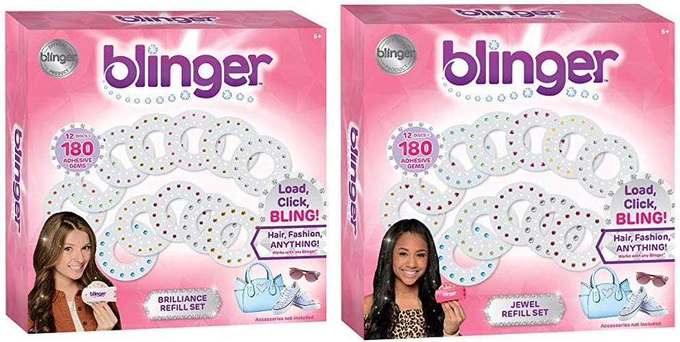 Blinger Brilliance Color Refill Set w/ 180 Round Gems 18525 & Jewel Refill Set w/ 180 Round Gems 18529 for Age 6+