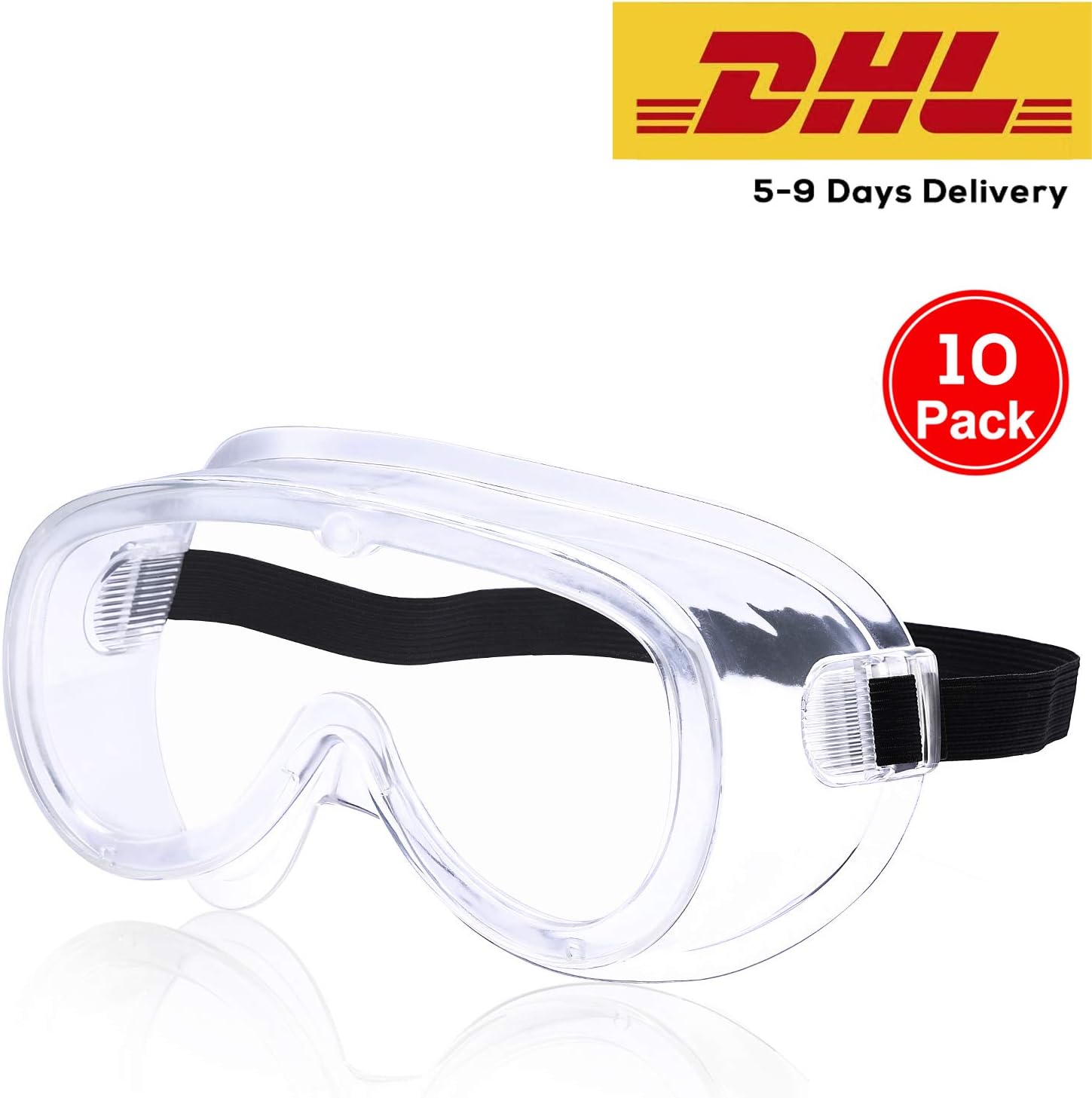 10pack Stgatn Safety goggles with Clear Anti Spitting Splash Dustproof Anti Fog Scratch Resistant Wrap-Around Lenses No-Slip Grips Protection Glasses