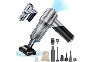 houscly Car Vacuum Portable Cordless Foldable 20000PA High Power Mini Vacuum Cleaner 4-in-1 Compressed Duster & Air Blower & Pump Hand Held Vacuum Brushless Motor for Car, Home, Office, Pet,Camping