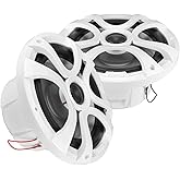 Timpano 8 Inch Marine Speakers 600 Watt Per Pair TPT-CX8MW-4 Coaxial 2 Way Waterproof Speakers, 1 Pair, White, Weather Resistant 8 Marine Speakers for Boat, ATV or RV Speakers, Bocinas Marinas