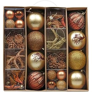 60 ballen, koper en goud bal ornamenten 3-8cm houten Kerst versiering versiert kerstboom