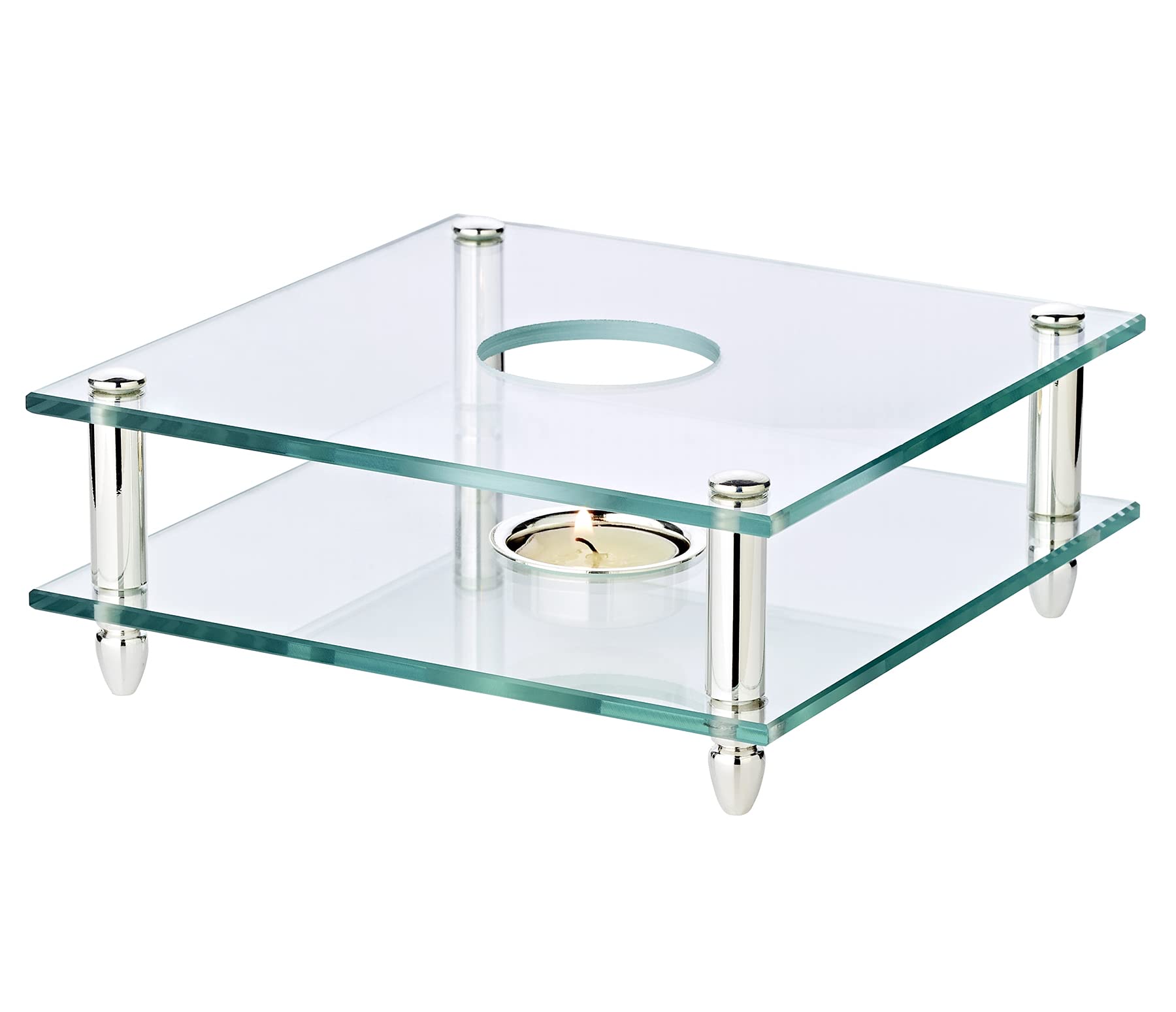 EDZARD teapot warmer Carmen 7,5 x 7,5 in, height 2,8 in, silver plated, 1 flame